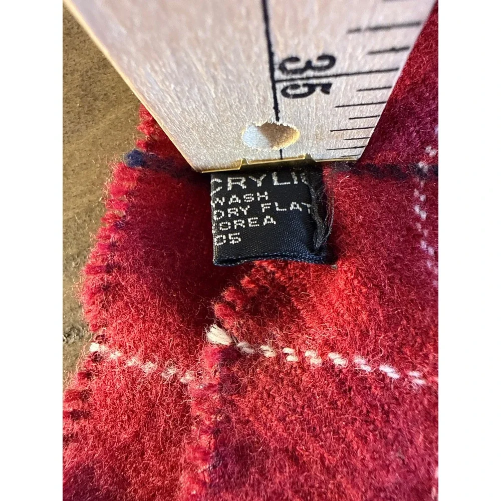 Vintage Winter‎ Scarf Bundle Unisex OS Red Blue Plaid Striped 2 Pack